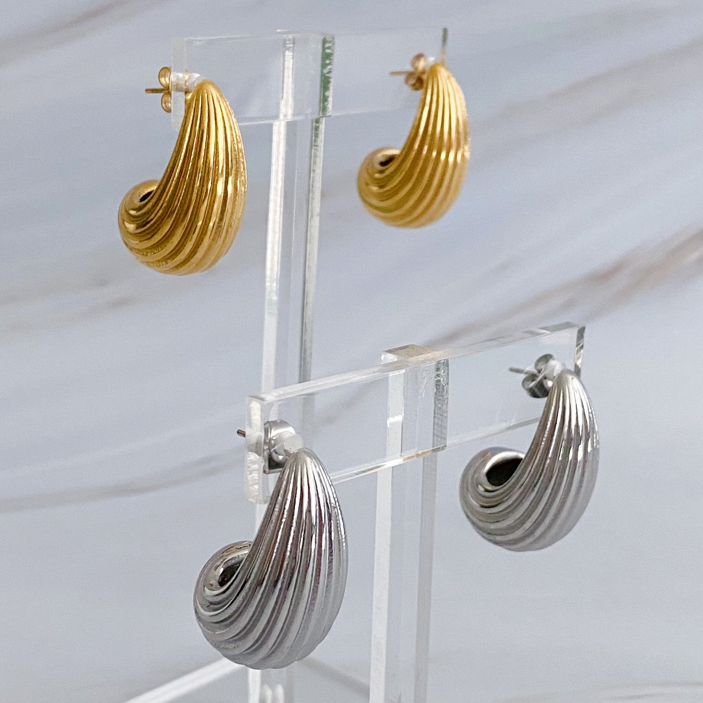 Sculpted Teardrop Studs